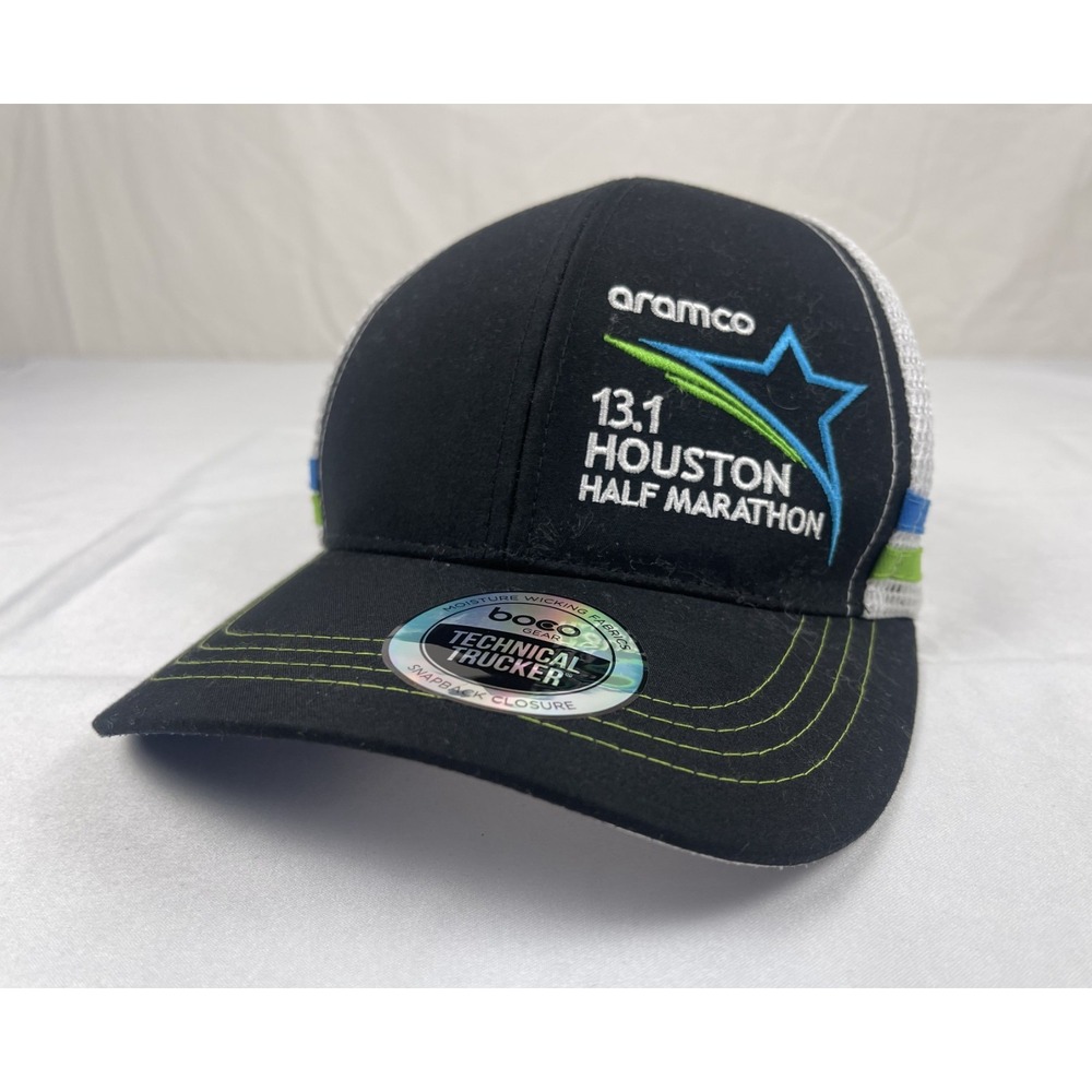 BOCO GEAR ARAMCO HOUSTON HALF MARATHON 13.1 TECHNICAL TRUCKER SNAPBACK HAT CAP